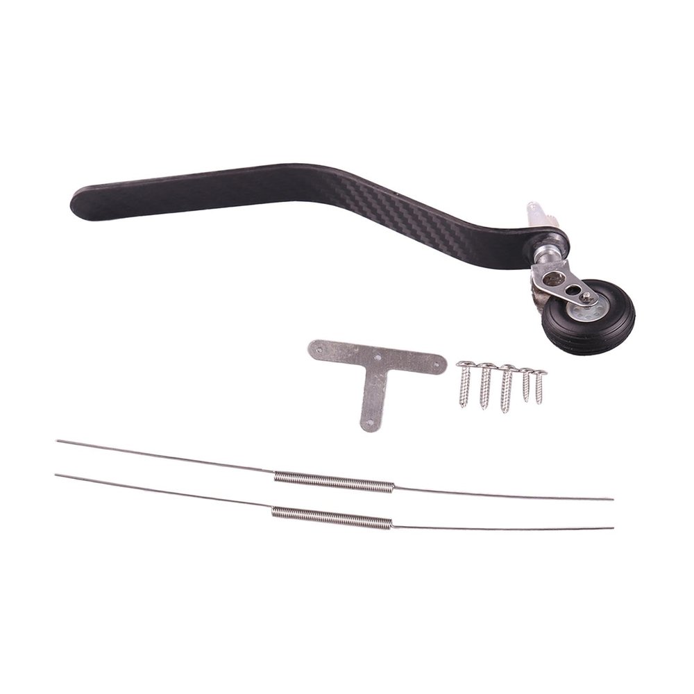 Colaxi Carbon Fiber Landing Gear Tail Wheel Assembly with Screws 1.25inch Wheel Parts Kits for Adults for RC Airplane Model Aircraft, 85CC to100CC
