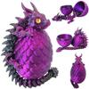 3D Printed Dragon Eggs with Dragon Inside, Large Articulated Dragons Toys with Eyes, Easter Basket Essentials Stuffers Surprise Eggs Home Decor Executive Desk Toy (Purple+Black) view 1