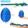 3D Printed Dragon Eggs with Dragon Inside, Large Articulated Dragons Toys with Eyes, Animal Fidget Toy Easter Surprise Eggs Home Decor Executive Desk Toy, Easter Gift for Kids (Blue+Green) view 2