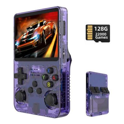 R36S Retro Handheld Gaming Console 3.5 inch IPS Screen Video Game Console Player Built in 22000 Games 128G for 26 Emulator Support Arkos System (Purple)