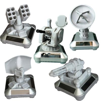 3D-Printed Solar-Powered Military Model Rotating Ornament, Battleship Weapon Models Solar Car Dashboard Decorations, Navy Veteran Gifts Cool Car Gadgets (05pcs A~E)