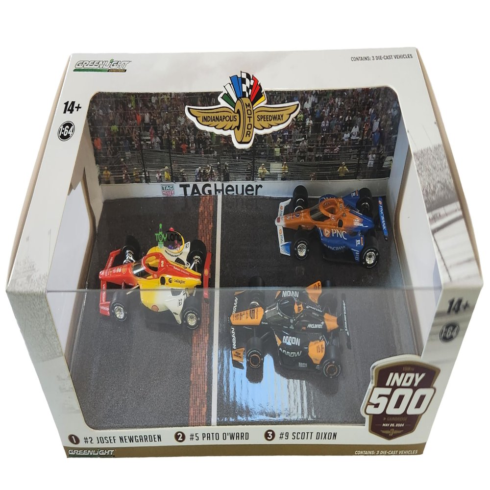 2024 Indianapolis 500 Podium 3-Car Set (2024 NTT IndyCar Series) Diecast 1:64 Scale Model - Greenlight 11613