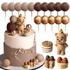 19PCS Brown Bear Cake Decoration Baby Bear Baby Shower Cake Topper Brown Balls Cake Topper Baby Shower Birthday Cake Decoration view 1