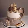 19PCS Brown Bear Cake Decoration Baby Bear Baby Shower Cake Topper Brown Balls Cake Topper Baby Shower Birthday Cake Decoration view 3
