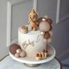 19PCS Brown Bear Cake Decoration Baby Bear Baby Shower Cake Topper Brown Balls Cake Topper Baby Shower Birthday Cake Decoration view 4