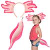 Alaxciax Axolotl Headband and Tail, Axolotl Costume Accessories Set Axolotl Gifts for Kids Girls Christmas Birthday Halloween (Pink) view 1