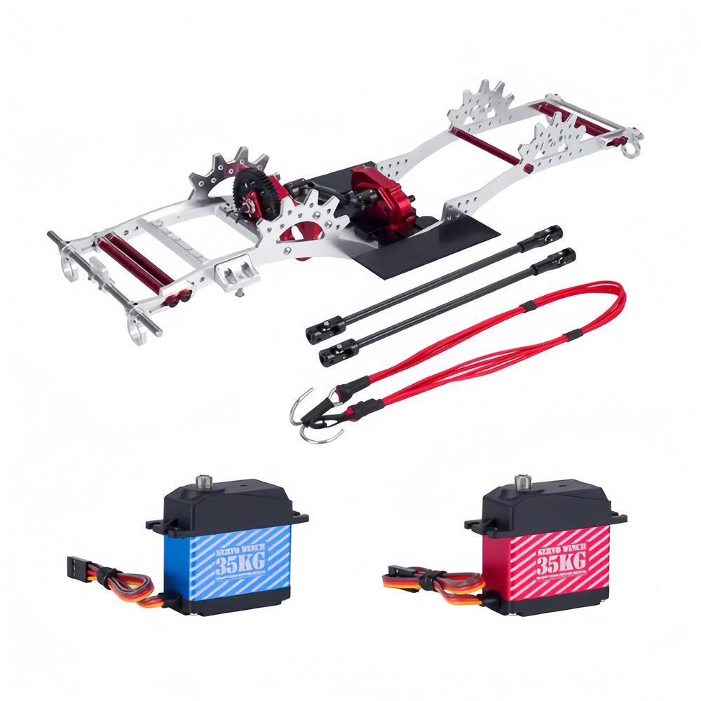 Aluminum Alloy LCG Chassis Kit Frame DIY Servo Rescue Crane Arm for 1/10 RC Rigs Crawler Capra SCX10 II Axle Comp Builds Upgrade (09-Chassis kit)