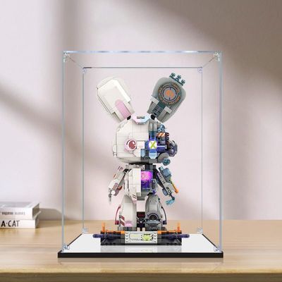 2cm Walnut Wood Grain Display Box, Coffee Black high-end countertop Display Box, Suitable for TOPTOY Rabbit Breaking Future, 3mm Thick Transparent Display Cabinet, (Black+Mirror+3MM)