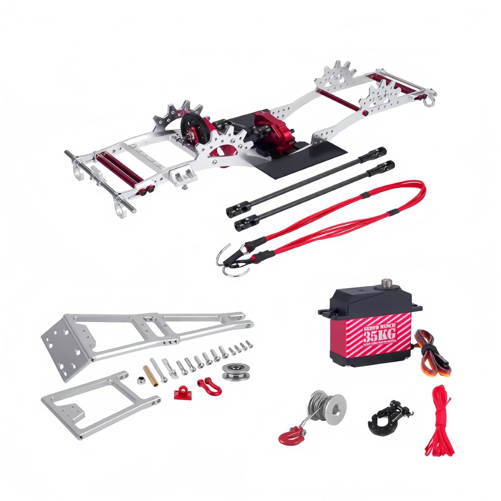 Aluminum Alloy LCG Chassis Kit Frame DIY Servo Rescue Crane Arm for 1/10 RC Rigs Crawler Capra SCX10 II Axle Comp Builds Upgrade (06-Chassis kit)