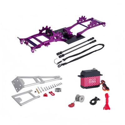 Aluminum Alloy LCG Chassis Kit Frame DIY Servo Rescue Crane Arm for 1/10 RC Rigs Crawler Capra SCX10 II Axle Comp Builds Upgrade (05-Chassis kit)