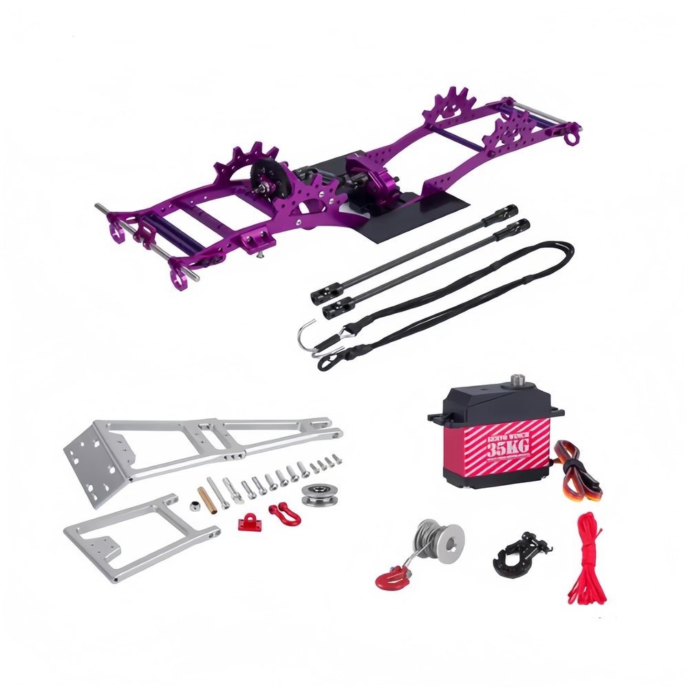 Aluminum Alloy LCG Chassis Kit Frame DIY Servo Rescue Crane Arm for 1/10 RC Rigs Crawler Capra SCX10 II Axle Comp Builds Upgrade (05-Chassis kit)