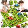 Beby Buty 48PCS Puzzle Race Track Car Set Toys for Kids Boys, Floor Puzzle Car Tracks for Boys Ages 3-5 4-6, Toddler Toys Gifts for 3 4 5 Year Old Kids, Ideal 3 4 5 6 Year Old Birthday Gifts view 1
