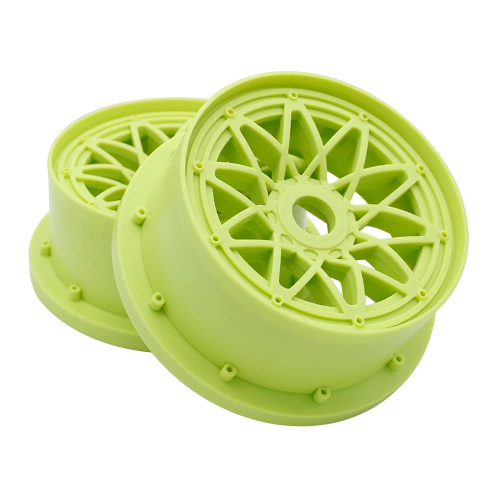 FLMLF Nylon Front Wheel Hub Rim Set Green for 1/5 Hpi Rovan Km Baja 5B 4WD Rc Car Parts