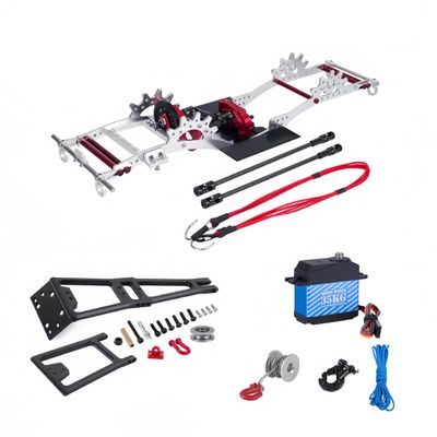 Aluminum Alloy LCG Chassis Kit Frame DIY Servo Rescue Crane Arm for 1/10 RC Rigs Crawler Capra SCX10 II Axle Comp Builds Upgrade (03-Chassis kit)