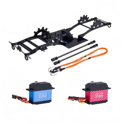 Aluminum Alloy LCG Chassis Kit Frame DIY Servo Rescue Crane Arm for 1/10 RC Rigs Crawler Capra SCX10 II Axle Comp Builds Upgrade (07-Chassis kit)