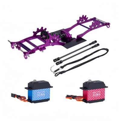 Aluminum Alloy LCG Chassis Kit Frame DIY Servo Rescue Crane Arm for 1/10 RC Rigs Crawler Capra SCX10 II Axle Comp Builds Upgrade (08-Chassis kit)