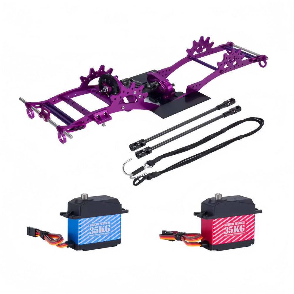 Aluminum Alloy LCG Chassis Kit Frame DIY Servo Rescue Crane Arm for 1/10 RC Rigs Crawler Capra SCX10 II Axle Comp Builds Upgrade (08-Chassis kit)