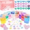 24 Pack Heart Slime, Valentine's Day Party Favors for Kids, Soft & Non-Sticky, Stress Relief Fidget Toys, Classroom Prizes, Goodie Bag Fillers for Girls and Boys view 1