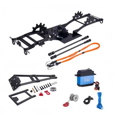 Aluminum Alloy LCG Chassis Kit Frame DIY Servo Rescue Crane Arm for 1/10 RC Rigs Crawler Capra SCX10 II Axle Comp Builds Upgrade (01-Chassis kit)