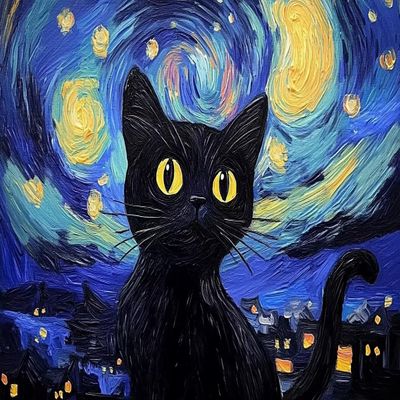 1000 Piece Adult Jigsaw Puzzle, Black Cat and Starry Night, Cute Animal Puzzle, Challenging Activities for Adults, Unique Gifts