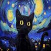 1000 Piece Adult Jigsaw Puzzle, Black Cat and Starry Night, Cute Animal Puzzle, Challenging Activities for Adults, Unique Gifts view 1