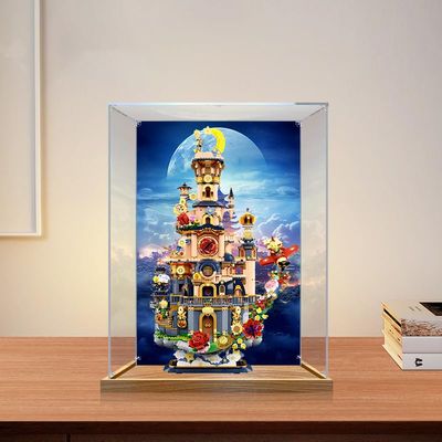 2cm Walnut Wood Grain Display Box, Coffee Black high-end countertop Display Box, Suitable for The Little Prince Star Castle, 3mm Thick Transparent Display Cabinet (Black+3MM Thickness+Painted)