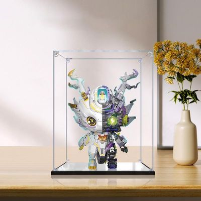 2cm Walnut Wood Grain Display Box, Coffee Black high-end countertop Display Box, Suitable for Space-time Yuanlong semi-Mechanical, 3mm Thick Transparent Display Cabinet (Black+Mirror+3MM)