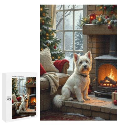 1000 Piece Adult and Teen Puzzles Animals Themed Puzzles White Dog Sitting Fun and Challenging Gifts for Friends Bedroom Decorative Art