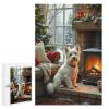 1000 Piece Adult and Teen Puzzles Animals Themed Puzzles White Dog Sitting Fun and Challenging Gifts for Friends Bedroom Decorative Art view 1