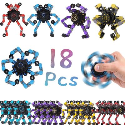 18pcs Random Fidget Spinners,DIY Deformable Robot Fingertip Toys,Decompression Spinner,Deformable Creative Mechanical Gyro Toys,Stress Relief Mechanical Chain Toy for Kids AdultsParty Supplies