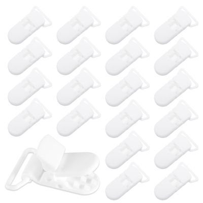 20-Pack Pacifier Clip Replacement Ends - BPA-Free Plastic Fasteners for DIY Baby Crafts, Sewing Bibs & Blankets Straps (3/4 Inch, White)