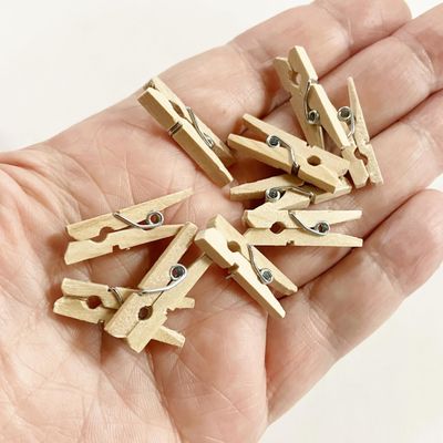 Morezmore M00158 10pc Miniature Wooden Clothes Pins Clips for Scale Model
