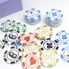 Custom Plastic Poker Chips Imprinted with Your Personalized Text and Logo Card Game Chips for Texas Hold'em Card ClubLate Night Poker Games Drink or Bar Tokens Bachelor Party (100, Blue, 37mm) view 3