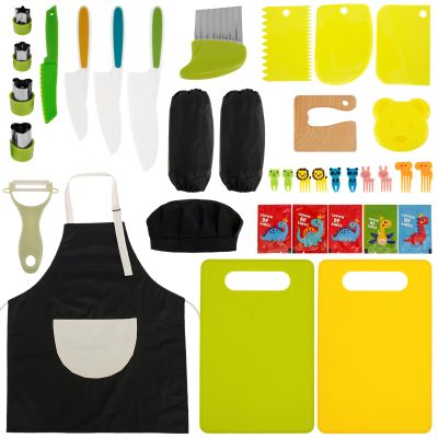 US 36Pcs Kids Cooking Cutter Set Portable Kids Cutting Set Smooth Handle Kids Cooking Set Effortless Cutting Toddler Kitchen Tools for Cutting Cooking Fruits Vegetables(36 pieces)