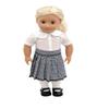 18 inch Doll Outfit-School Plaid Jumper Include Blouse and Hair Accessory/Add on Option: Sock and Shoe (Doll is not Included) (Pleated Skirt,Sock,Matte Black Shoe, Plaid 747) view 1