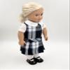 18 inch Doll Outfit-School Plaid Jumper Include Blouse and Hair Accessory/Add on Option: Sock and Shoe (Doll is not Included) (Dropped Waist Jumper,Sock,ShinyBlack Shoe, Plaid 578) view 3