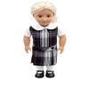 18 inch Doll Outfit-School Plaid Jumper Include Blouse and Hair Accessory/Add on Option: Sock and Shoe (Doll is not Included) (Dropped Waist Jumper,Sock,Matte Black Shoe, Plaid 49 50) view 1