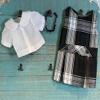 18 inch Doll Outfit-School Plaid Jumper Include Blouse and Hair Accessory/Add on Option: Sock and Shoe (Doll is not Included) (Dropped Waist Jumper,Sock,Matte Black Shoe, Plaid 49 50) view 2