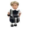 18 inch Doll Outfit-School Plaid Jumper Include Blouse and Hair Accessory/Add on Option: Sock and Shoe (Doll is not Included) (Dropped Waist Jumper,Sock,ShinyBlack Shoe, Plaid 89) view 1