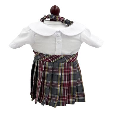 18 inch Doll Outfit-School Plaid Jumper Include Blouse and Hair Accessory/Add on Option: Sock and Shoe (Doll is not Included) (Pleated Skirt Only, Plaid 43)