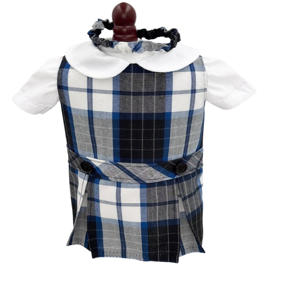 18 inch Doll Outfit-School Plaid Jumper Include Blouse and Hair Accessory/Add on Option: Sock and Shoe (Doll is not Included) (Dropped Waist Jumper Only, Plaid 578)