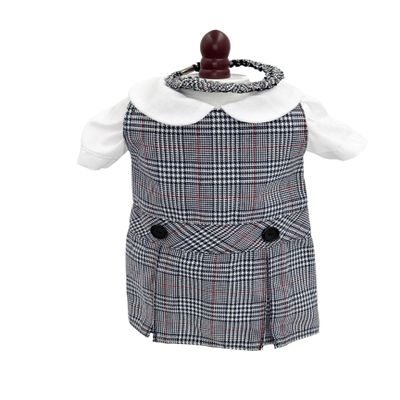 18 inch Doll Outfit-School Plaid Jumper Include Blouse and Hair Accessory/Add on Option: Sock and Shoe (Doll is not Included) (Dropped Waist Jumper Only, Plaid 747)