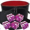 Authentic Casino Dice w/Pouch + Genuine Leather Cup Wide Opening (Red Felt Lining, Reno Peppermill Italic Purple Polished) view 1
