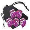 Authentic Casino Dice w/Pouch + Genuine Leather Cup Wide Opening (Red Felt Lining, Reno Peppermill Italic Purple Polished) view 2
