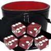 Authentic Casino Dice w/Pouch + Genuine Leather Cup Wide Opening (Red Felt Lining, Reno Peppermill Dark Red Polished) view 1