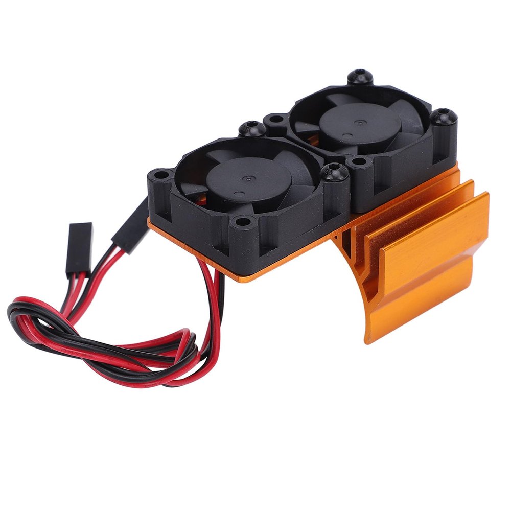 ESC Motor Dual Fan Set, ESC Cooling Fan and Motor Dual Fan Set, for Slash 4x4, Rustler 4x4, Stampede 4x4, Hoss 4x4, Velineon VXL 3s (Gold)