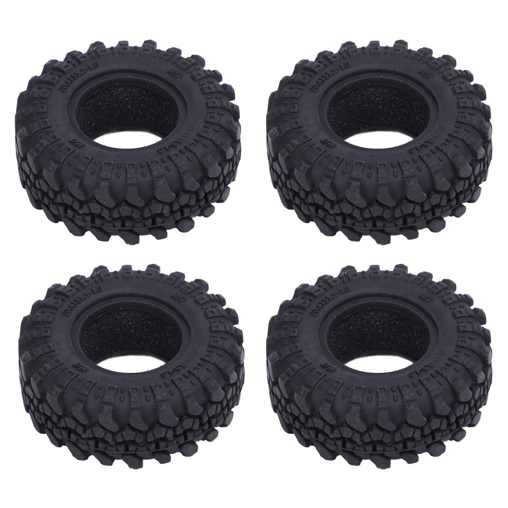 1.0 Inch RC Tires with Sponge Inner Liner, Rubber Boot Tread Tire for 1/18 1/24 Crawler Car, for Axial SCX24, FMS FCX24 AX24