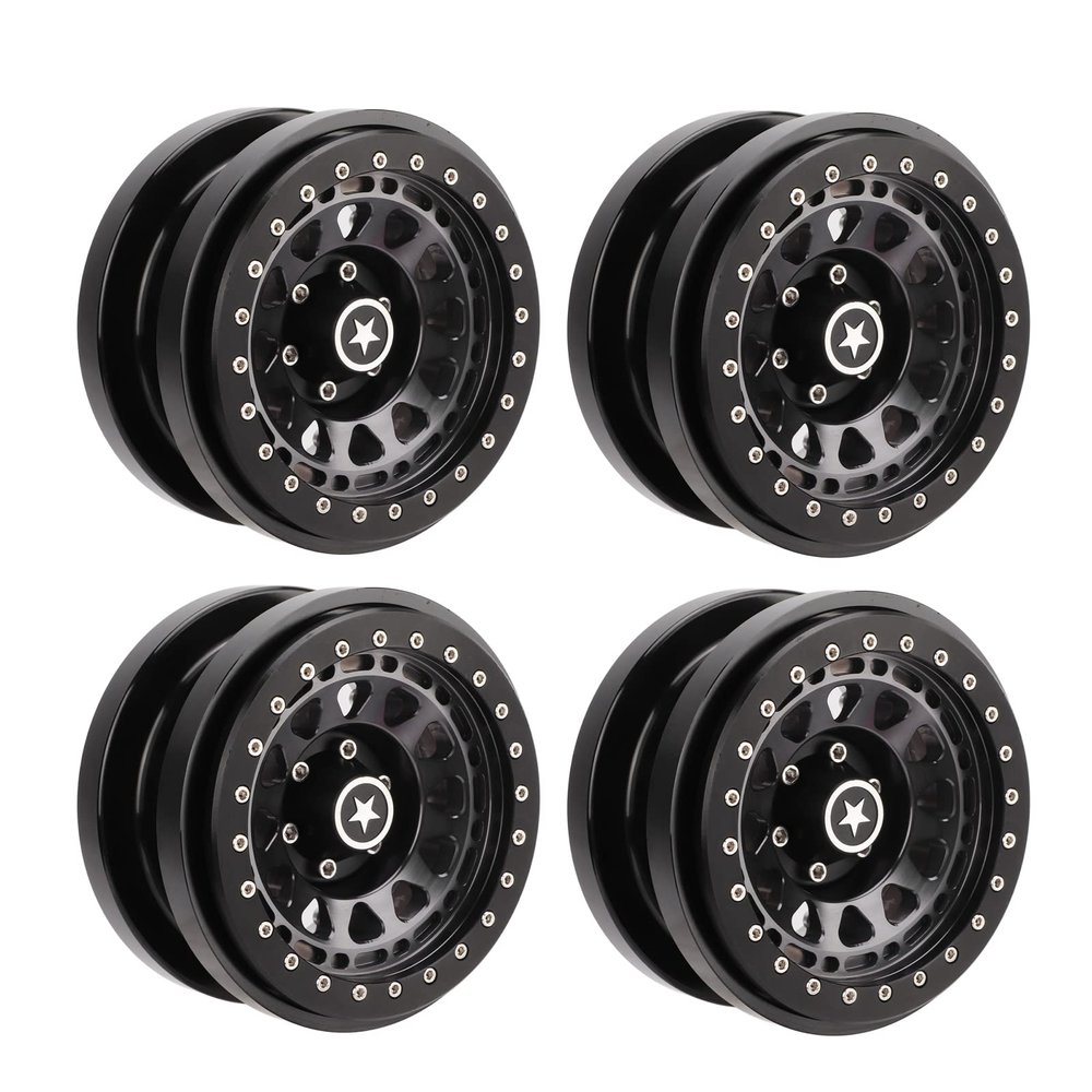4 PCS RC Car Wheel Hub,2.9in 12 Hole Aluminum Alloy Wheels Rims Replacement Parts for 1/6 AXAIL SCX6 (Ti Color)