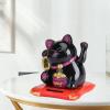 Solar Luck Cat, Cute Waving Fortune Cat for Home, Office Car Decor, Solar Powered Lucky Cat Waving Arm Set for New Business Starters (Black) view 2