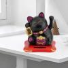Solar Luck Cat, Cute Waving Fortune Cat for Home, Office Car Decor, Solar Powered Lucky Cat Waving Arm Set for New Business Starters (Black) view 3
